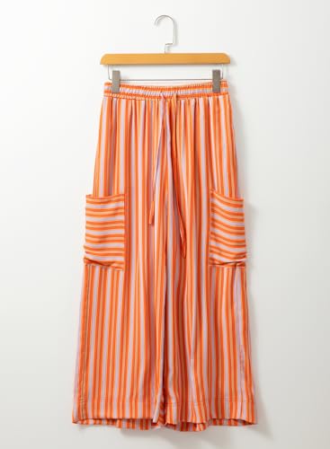 EVALESS Women Palazzo Pants Summer Casual Wide Leg High Waist Lounge Flowy Beach Striped Trousers Travel Vacation Outfits4