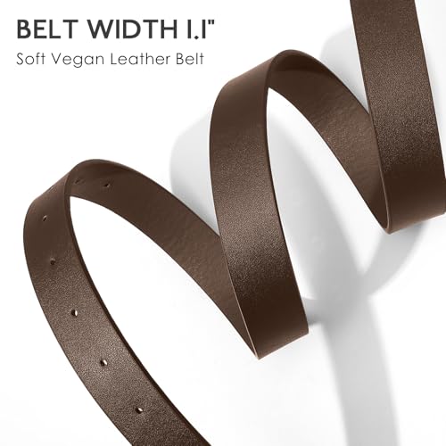 XZQTIVE Women's Leather Belts for Jeans Dress Pants Black Brown Belts for Women Ladies Waist Belts with Gold Buckle4