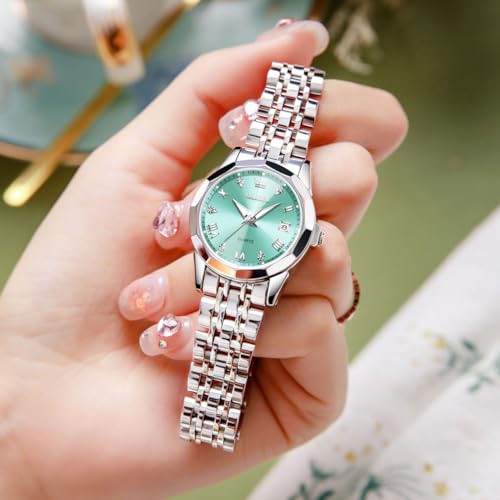 Image of OLEVS Womens Watch Fashion Dress Diamond Female Watches for Ladies Analog Stainless Steel Waterproof Luminous Day Date Two Tone Wristwatch