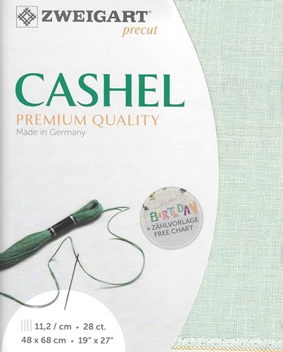 Image of Wizardi Cashel 28 Count Sapphire Green. Needlework Canvas, Cross-Stitch Fabric, Embroidery Cloth, Needlepoint Canvas. 3281 /6125 Precut Zweigart