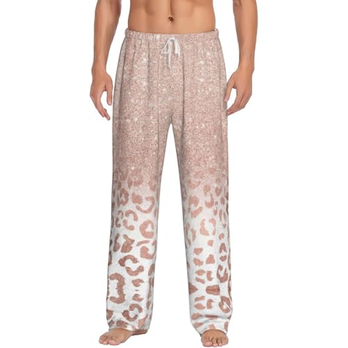 Pantalon de pyjama en flanelle pour homme avec poches et motif paillettes or rose