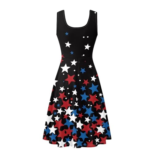 Image of Women Stylish Tank Dresses Sleeveless Round Neck Midi Casual Dress with Pocket for Summer