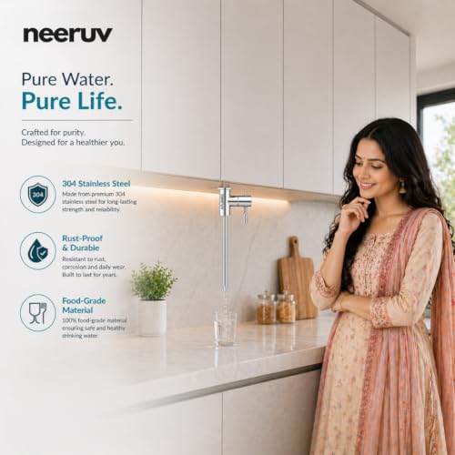 Image of RO Faucet Tap | Stainless Steel Water Purifier Tap with Pipe & Fittings for Cabinet Mount | Leakproof RO Water Tap & RO Tap Extender for Kitchen RO Purifier System (1 /4 Inch Pipe)
