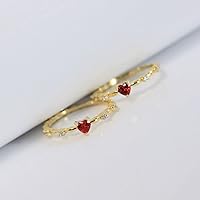 Vista 6 de Plata de ley 925 con forma de corazón brillante con circonita cúbica Anillos de chapado en oro Anillos de diamantes rojos para mujeres Hallazgos