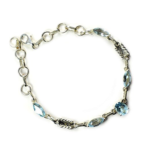 Bague marquise en argent 925 et topaze bleue naturelle éclatante