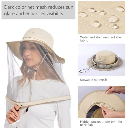 Image of BASSDASH Unisex UPF 50+ Mosquito Net Hat with Neck Flap FH17
