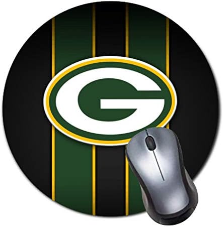 CASEOET Round Gaming Mouse Pad Custom Design, 8" Non-Slip Rubber Mousepad Mat for Desktops, Computer, PC and Laptops(Green Bay Packer)
