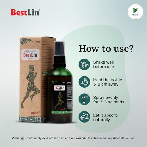 Image of Green Milk Bestlin Liniment | Ayurvedic Pain Relief Oils | Joint Pain Relief Oil for Back, Knee & Muscle Discomfort | Non-Greasy Body Pain Oil for Daily Use | Herbal-Comfort Liniment for Flexible Movement | 90ml (Pack of 2)