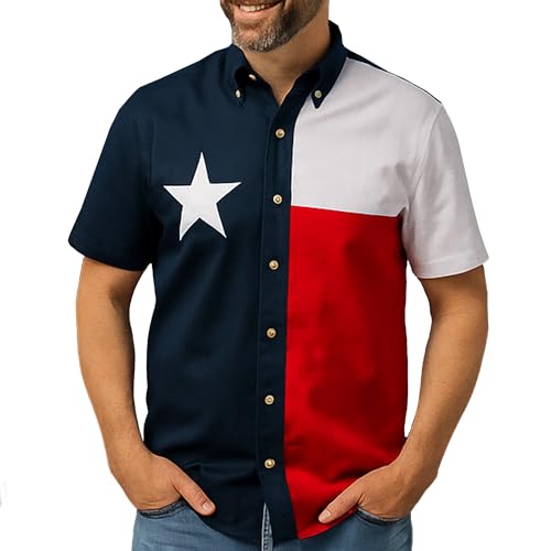 Tiger Hill Texas Flag Short Sleeve Twill Shirt (X-Large)