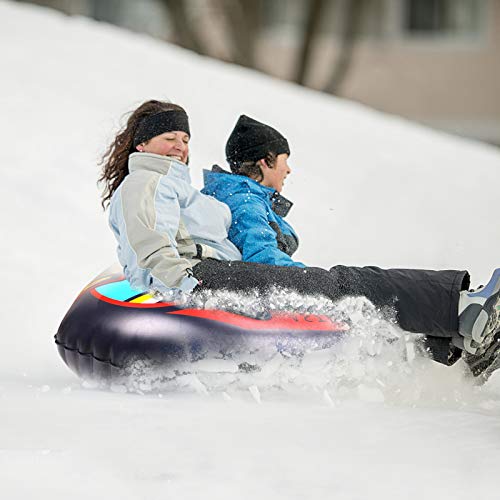 Winzwon Snow Tube for Adult and Kid Heavy Duty Inflatable Large Snow Sledding Tube with Handles for Winter Christmas Snow(Yellow & Triangle) - Thumbnail 4