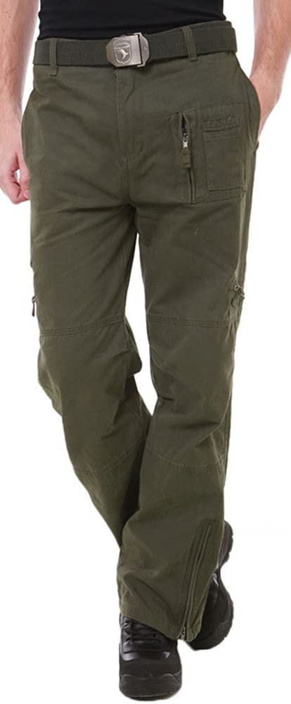 E-Qianw Outdoor Casual Cargo Pants for Men Cotton Tactical Work Pants Military Trousers Multi Pocket