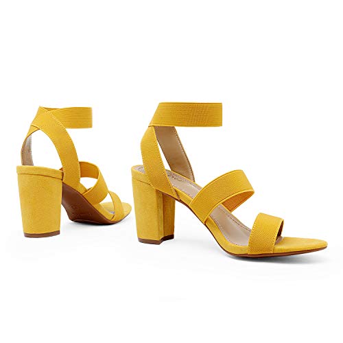 Image of DREAM PAIRS Women's Open Toe High Chunky Elastic Strap Dress Heel Sandals