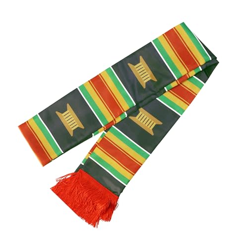 Black Red Yellow Green Scarf African American Graduation Stole Scarf with Red Tassels2