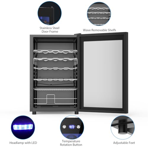 Image of Electactic Wine Cooler Refrigerator 4.4Cu.ft, 37 Bottle Freestanding Cabinet Wine Cellars, Wine Fridge with Glass Door for Home Use, Protecting Your Reds and Whites