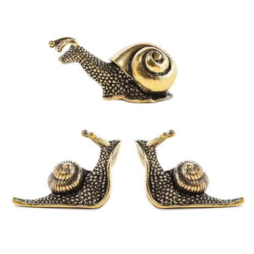 Figuritas de Caracol de Latón Vintage Mini Estatua para Decoración