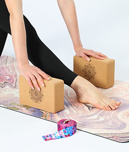 Aozora Cork Yoga Block 2 Pack & Strap - Image 5