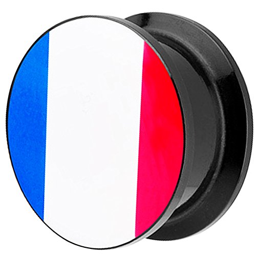 Piersando Piercing Ohr Plug Flesh Tunnel Fahne Motiv Fussball EM & WM Länderflagge Fanartikel Land Flagge Schmuck Frankreich 18mm
