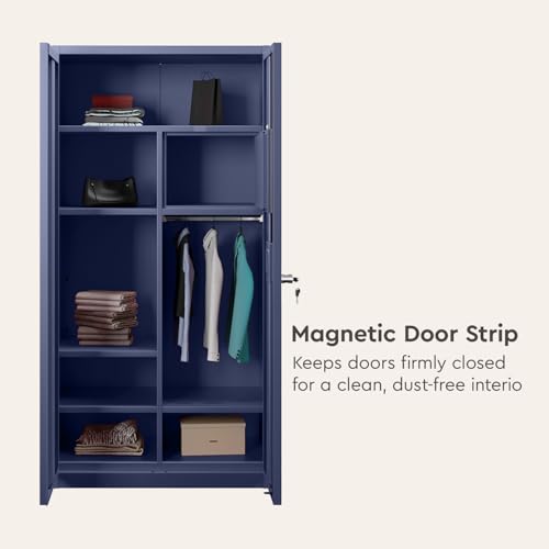 Image of Interio by Godrej Luminex NX 2-Door Steel Almirah (Textured Phiroja Blue), 1-Year Warranty, 1 Locker, 5 Shelves