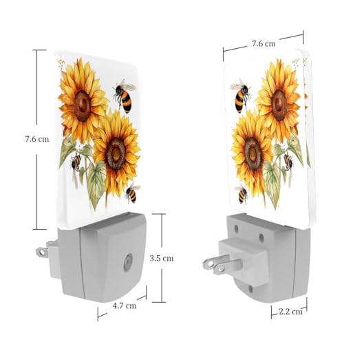 Lámpara nocturna LED Bees Sunflower para niños 7.6x7.6cm miniatura 7