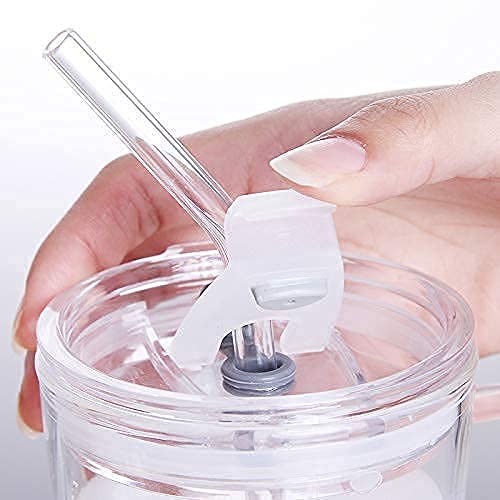 Image of Glass Tumbler with Lid Silicon Straw and Handle Coffee Tea Milk Mug for Home Office and Traveling Espresso Chocolate & Beverage, Mocha, Cappuccino, Shake, Juice Mug 400ML(Classic)