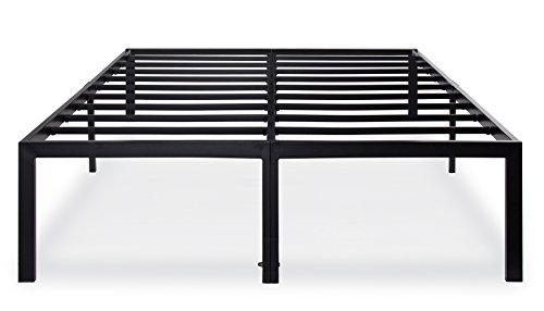 Olee Sleep 18 Inch Heavy Duty Steel Slat Anti-Slip Support, Easy Assembly Platform Bed Frame, Noise Free Steel Mattress Foundation, Maximum Storage, No Box Spring Needed, Black, King Size