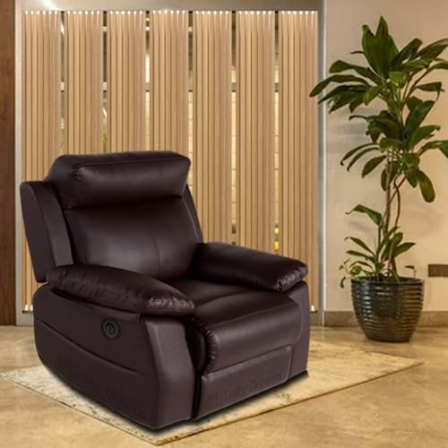 Image of Recliner Sofa Electric Single seat Chair in Leatherette with 5 Years Warranty Power Reclining Couch Modern & Stylish Living Room Automatic recliners Comfy Lumbar Support for Sleep