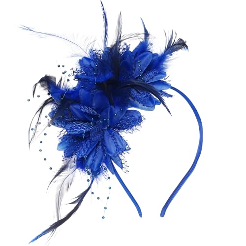 Pistha Womens Fascinators Hats Tea Party Hats for Women Feather Pearl Veil Headband for Wedding Cocktail Dresses Accessories
