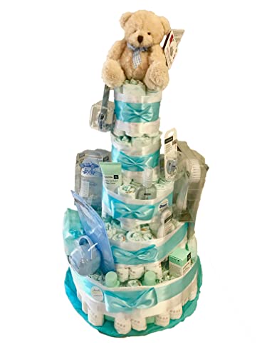 Tarta de pañales DODOT Suavinex Magnum XXL azul (Talla 3 (4-9 kg)) by MomentosGourmet Añade tu dedicatoria personalizada. Regalo para bebé muy práctico. Cesta Canastilla recién nacido. Diaper Cake