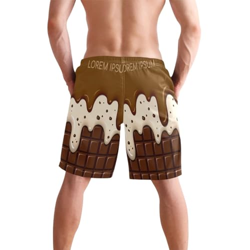 Beach Board Shorts Rich Chocolate Men's Swim Trunks Swimwear Casual Athletic Sport Short Ice Cream and Cookie3