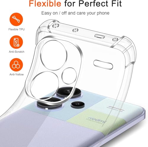 Image of Lustree Redmi Note 13 Pro Plus Back Cover Transparent Case | Clear TPU Shockproof Case with Four Corner Protection & Raised Camera Guard | Slim Protective Cover for Redmi Note 13 Pro Plus