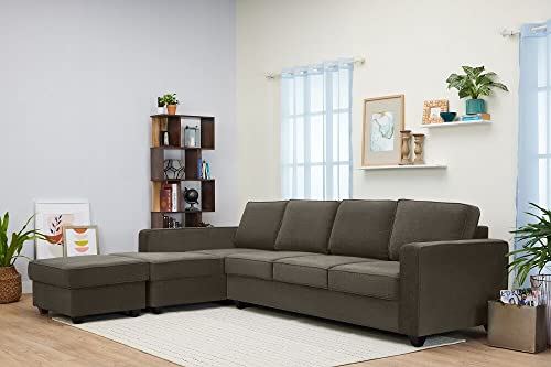 Image of Wakefit Sofa Set | 3 Year Warranty | Sofa 3 Seater, 3 Seater Sofa for Living Room, Wooden Sofa Set, 3 Seater + Left Aligned, Sofa for Living Room - Napper(Omega : Grey)