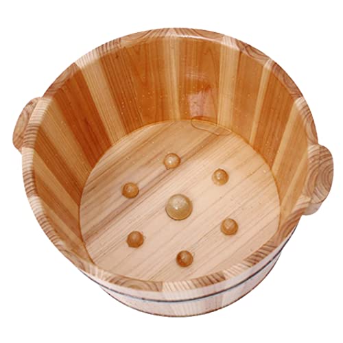 Barril de Spa para Pies de Madera Maciza con Áreas Acupresoras