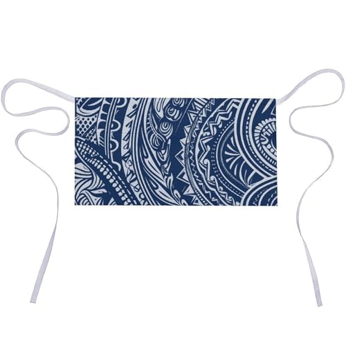 Tablier court robuste en tissu Oxford imperméable maori bleu à triple poche