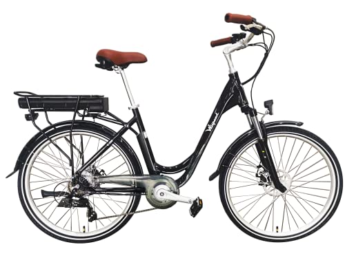 Wispeed C-300 - VAE - Vélo électrique de Ville - Roues 28' - Fourche et Suspension Avant - Freins à Disque AV/AR - Batterie 12,8 Ah 36V - Moteur 250W 3 Niveaux (eco, Mid, High) - Shimano 7 Vitesses