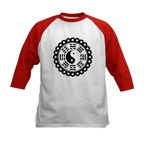 CafePress Trigram Symbol Kids Baseball Jersey Kids Cotton Baseball Jersey, 3/4 Raglan Sleeve Shirt Red/White