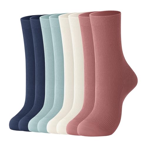 Image of J-BOX 10 pairs Crew Socks for Women Knit Ribbed Cotton Socks Running Athletic