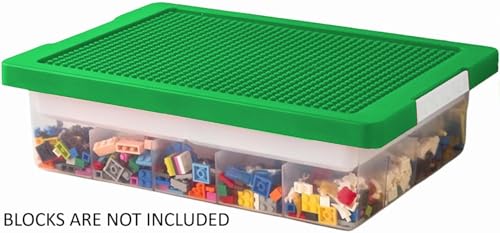 Image of Edu Toys Toy Bricks Blocks Organizer Bins with Compartments, Building Blocks Storage, Storage Containers for Building Brick Blocks Storage, Plastic Stackable Organizer Bin Toy Chest (Green)