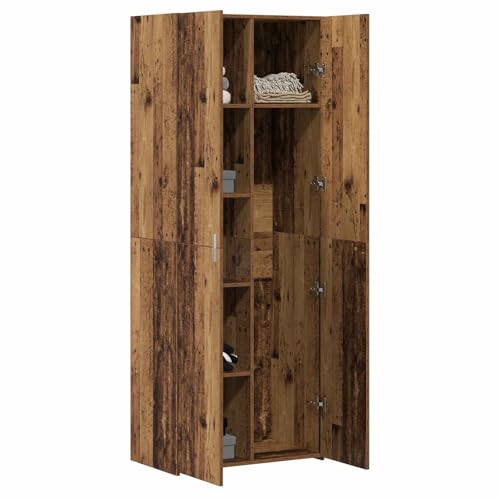 Mueble auxiliar rústico de madera de 70 cm con estantes para buffet de comedor 4