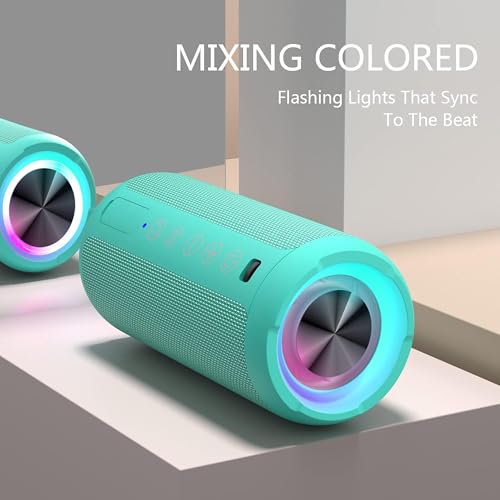Image of Ortizan Portable Bluetooth Speaker, IPX7 Waterproof, Wireless, Big Sound and Deep Bass, 24W Stereo, TWS Pairing, 30Hrs Playtime, Bluetooth 5.3, RGB Lights, for Home /Party /Outdoor /Beach (X10 Teal)