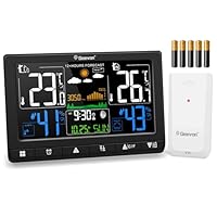 Geevon Weather Station Wireless with Outdoor Sensor, Digital Indoor Outdoor Thermometer Hygrometer with Weather Forecast, Alarm, Max/Min Record
