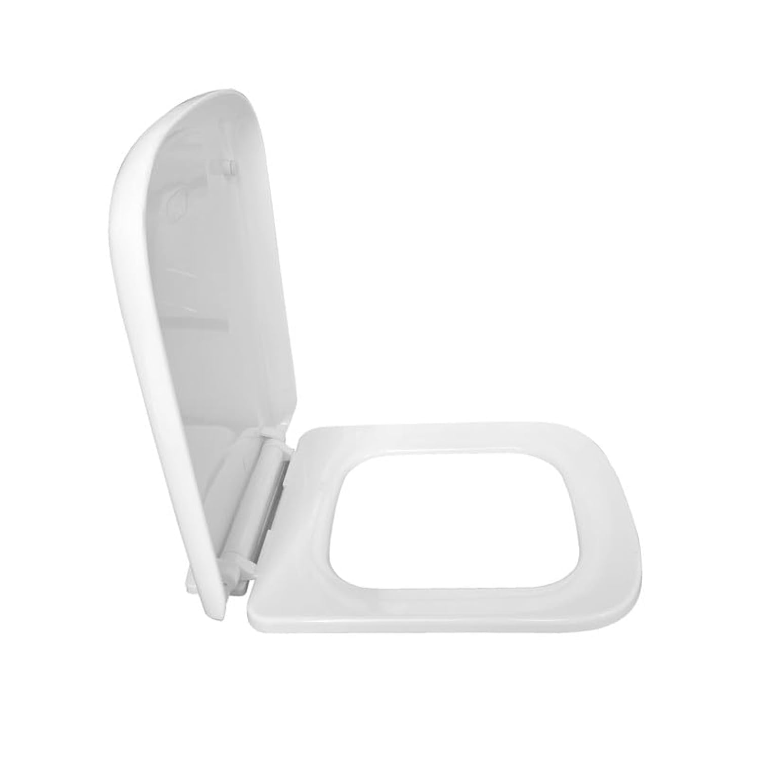 TAXAN Plastic Toilet Seat Cover with Soft Closer Mechanism- Rectangular Commode Seat Cover – with Sleek Design & Easy Installation with Installation Kit (46cm x 35cm, White)