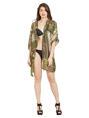 Traje de baño sexy de rayón para mujer, bikini floral, pareo y canga, Kimono 3
