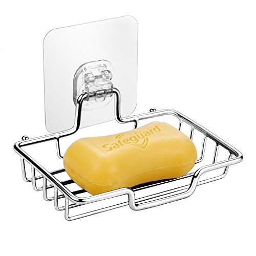 Wangel Seifenschale Seifenhalter ohne Bohren, transparent Klebestreifen Pads, Edelstahl, Poliertes Finish Cover