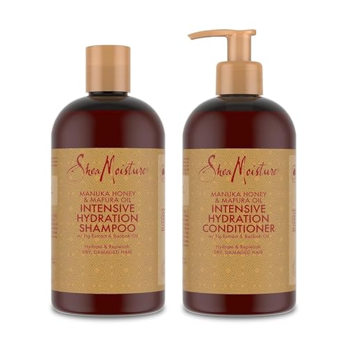 SheaMoisture Champú y Acondicionador para cabello seco y dañado con Miel de Manuka y Aceite de Mafura pack para el cuidado del cabello 2x 384 ml - 2 productos