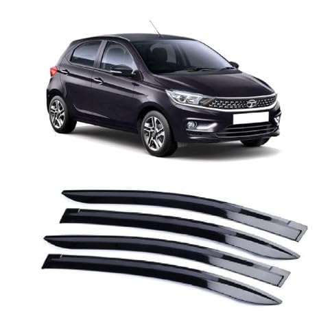 Car Window Door Visor Rain Guard Side Wind Deflector Compatible with Tata Tiago (Set of 4)-image-7