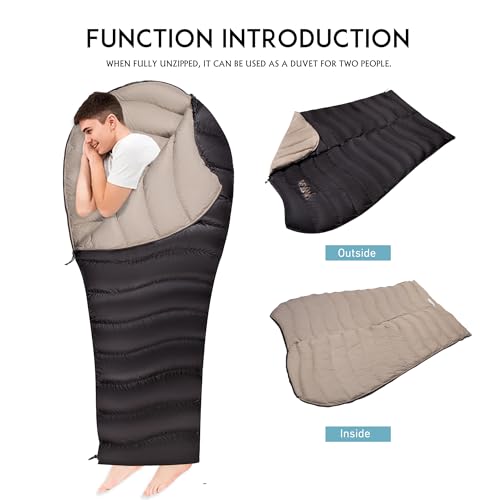 Bolsa de Dormir Ultraligera de Plumas para Mochileros para Adultos Camping y Senderismo con Poder de Relleno de 600 miniatura 7