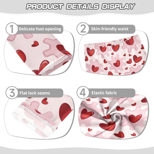 Pink Bolt Heart Girls Leggings,Workout Leggings for Girls Toddler Athletic Leggings Size for 3-10T3