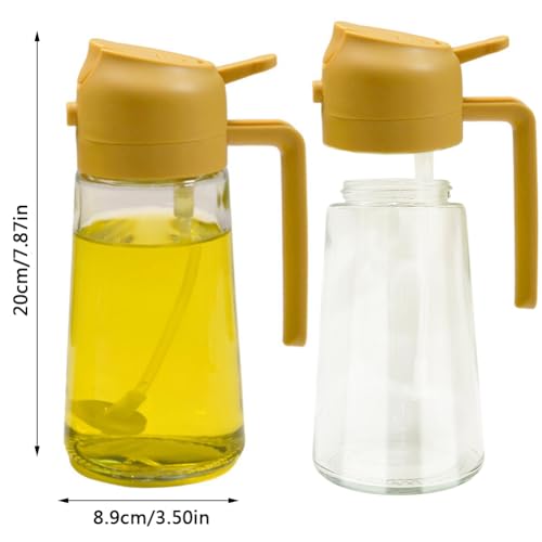 2 in 1 Spray Design Oil Dispenser Bottle Auto Flip Olive Oil Sprayer Leakproof Glass Vinegar Sprayer for Kitchen Cooking Air Fryer Roasting Salad Baking Grilling, 600ml - Image 3