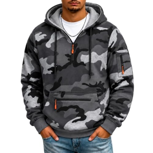 LGHLMCL Camo Hoodie Fleece Quarter Zip Pullover Tactical Hoodies for Men - image 1