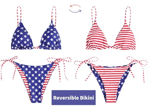 Image of ZAFUL Women's Triangle Bikini Floral String Bikini Set Two Piece Swimsuit Bathing Suits